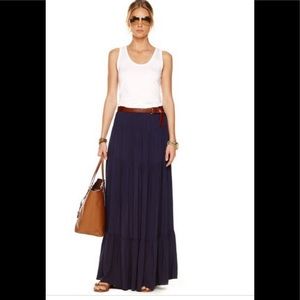 NWT Boho Navy Blue Talbots Maxi Skirt SZ M